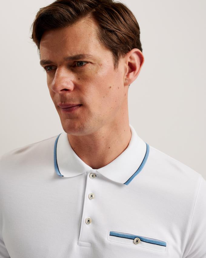 Polo Ted Baker Short Sleeve Blanche Homme | KQK-10309107